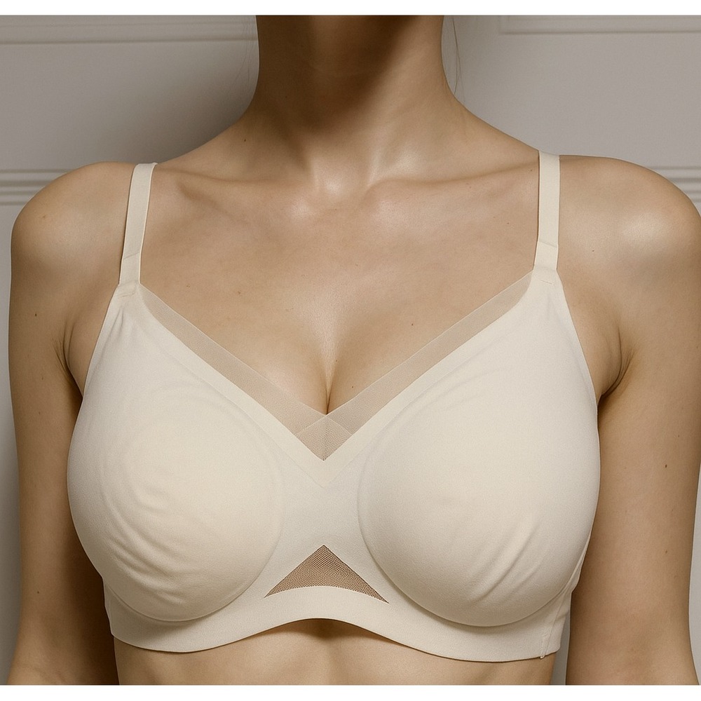 Honeylove Bra SZ 38B/ C Molded Cups Tan Interior Wireless Comfort